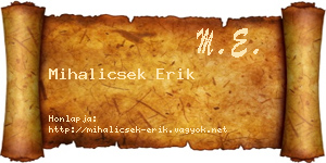 Mihalicsek Erik névjegykártya